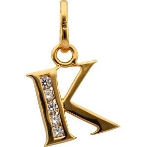 Pendentif Plaqué Or Lettre K Zirconium 13*21mm Avec Bélière