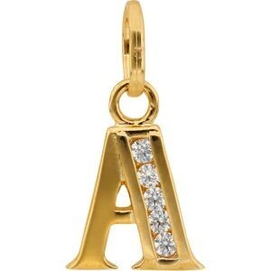 Pendentif Plaqué Or Lettre A Zirconium 11*22cm Avec Bélière