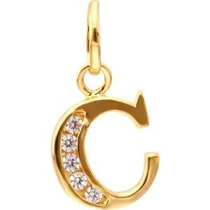 Pendentif Plaqué Or Lettre C Zirconium 12*23cm Avec Bélière
