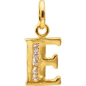 Pendentif Plaqué Or Lettre E  Zirconium 10*22cm Avec Bélière