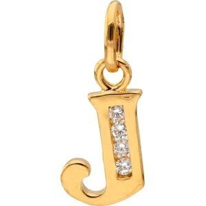 Pendentif Plaqué Or Lettre J  Zirconium 10*23cm Avec Bélière