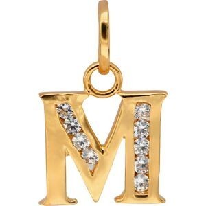 Pendentif Plaqué Or Lettre M Zirconium 14*22cm Avec Bélière