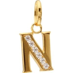 Pendentif Plaqué Or Lettre N Zirconium 10*22mm Avec Bélière