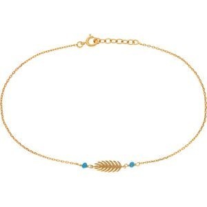 Chaîne Cheville PlaquéOr Feuille7*15mm Email Turquoise 2mm Chaîne1.3mm 25 à 27cm