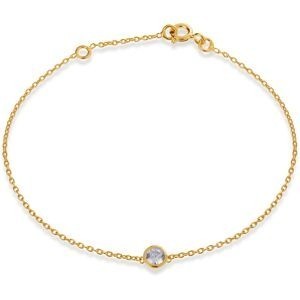 Bracelet Plaqué Or Zirconium Serti Clos 4mm Chaîne Forçat 1.2mm 16 à 18cm