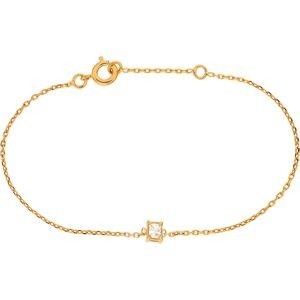 Bracelet Plaqué Or Zirconium 3mm 4 Griffes Chaîne Forçat 1.2mm 16 à 18cm