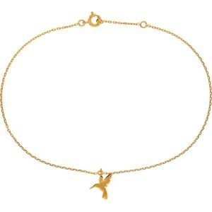 Chaîne Cheville Plaqué Or Colibri 13*12mm Chaîne 1.3mm 25 à 27cm