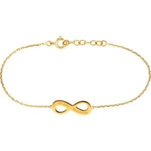 Bracelet Plaqué Or Infini 8*20mm Gravé Un Peu Beaucoup Chaîne 1.3mm 17 à 19cm