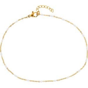 Chaîne Cheville Acier Jaune Olives Email Blanc 2mm Chaîne 1.2mm 25 à 28cm