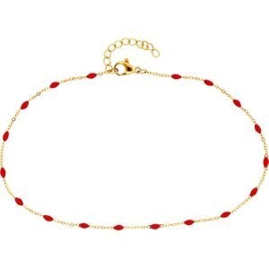 Chaîne Cheville Acier Jaune Olives Email Rouge 2mm Chaîne 1.2mm 25 à 28cm