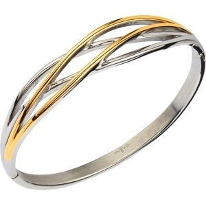 Jonc Acier Bicolore 65mm Motif 12.5mm Tube 5mm Avec Fermoir