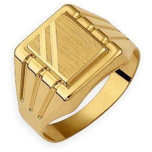 Chevalière Or 750 Carrée Satinée 12mm Corps 4mm Au Plus Etroit Taille 60