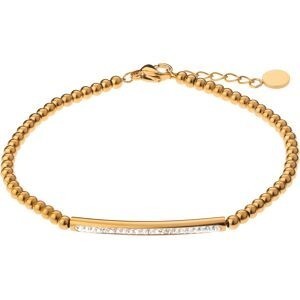 Bracelet Acier Jaune Boules 3mm Motif Cristal 31*3mm 17 à 20cm