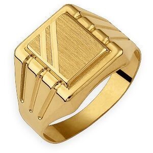 Chevalière Or 750 Carrée Satinée 12mm Corps 4mm Au Plus Etroit Taille 61