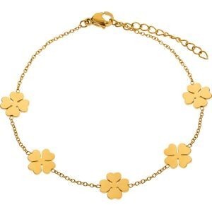 Bracelet Acier Jaune Trèfles  Cœurs 8mm Chaîne 1.2mm 17 à 20cm
