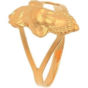 Bague Or 375 Tête Antillaise 10*16mm Corps 2mm Au Plus Etroit Taille 58