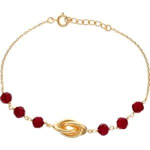 Bracelet Plaqué Or Nœud Forçat Antillais 8*16mm Cristal Grenat 6mm 18 à 20cm