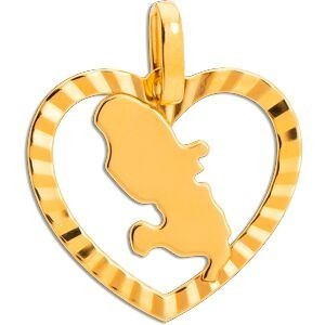 Pendentif Or 375 Cœur Diamanté Carte Martinique 15*17mm Avec Bélière