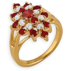 Bague Plaqué Or 18*23mm Zirconium Cristal Grenat Corps 2.2mm Au Plus Etroit Taille 54