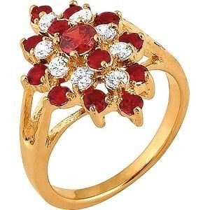 Bague Plaqué Or 18*23mm Zirconium Cristal Grenat Corps 2.2mm Au Plus Etroit Taille 60