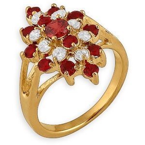 Bague Plaqué Or 18*23mm Zirconium Cristal Grenat Corps 2.2mm Au Plus Etroit Taille 62