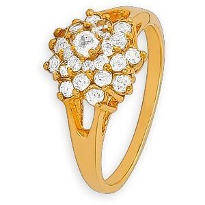 Bague Plaqué Or Chou Zirconium 15mm Corps 1.4mm Au Plus Etroit Taille 54