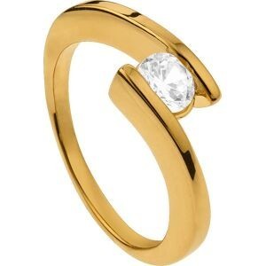 Bague Plaqué Or Zirconium 5mm Corps 1.5mm Au Plus Etroit Taille 56