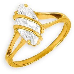 Bague Plaqué Or Zirconium Navette 12*5mm Corps 1.8mm Au Plus Etroit Taille 60