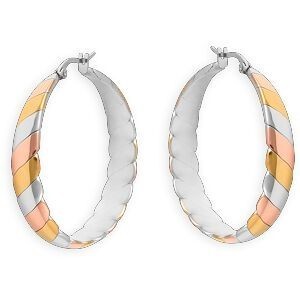 Créoles Acier Tricolores 42mm Tube 7mm