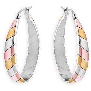 Créoles Acier Tricolores Ovales 30*40mm Tube 7mm