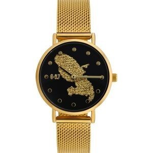 Montre Femme G97 Carte Martinique Dorée Cadran Noir 30mm Brac Mesh Doré 14mm 3ATM