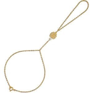 Chaîne Main Or 375 19cm Feuille Palmier 10*11mm Zirconium 3.5mm