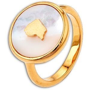 Bague Plaqué Or Nacre Carte Guyane 17mm Corps 3mm Taille 58