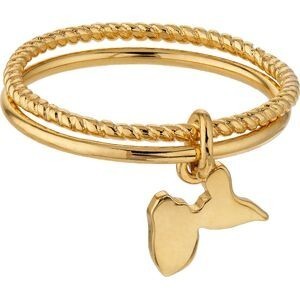 Bague Double Rangs Plaqué Or Corps 1.5mm Carte Guadeloupe Taille 54