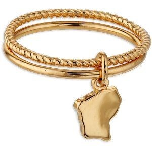 Bague Double Rangs Plaqué Or Corps 1.5mm Carte Guyane Taille 56