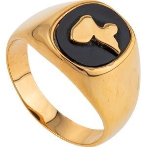 Chevalière Plaqué Or Onyx Carte Guadeloupe Centre 16.5mm Corps 4mm Taille 66