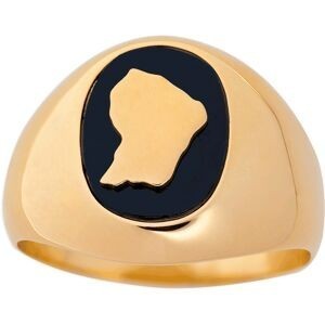 Chevalière Plaqué Or Onyx Carte Guyane Centre 16.5mm Corps 4mm Taille 70