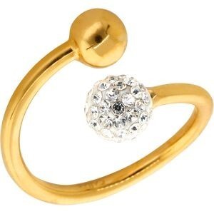 Bague Acier Jaune Boule 6mm Boule Cristal 7mm Corps 2mm Taille 56