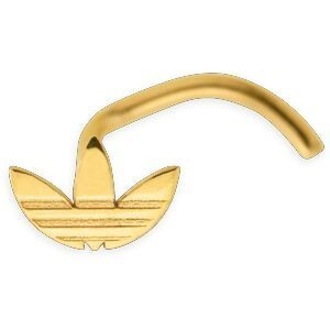 Piercing Nez Or 375 8mm Tige Courbée Trèfle 4*3mm