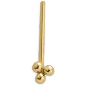 Piercing Nez Or 375 8mm Tige L 3 Boules 2mm