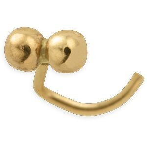 Piercing Nez Or 375 10mm Tige Coubée 2 Boules 2mm
