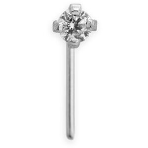 Piercing Nez Or 375 Gris 9mm Tige Courbée Zirconium 2mm Griffes