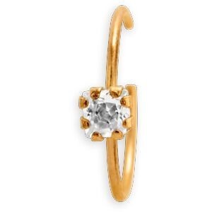 Piercing Nez Or 750 Créole 8mm Zirconium 2mm Griffes Tube 5mm