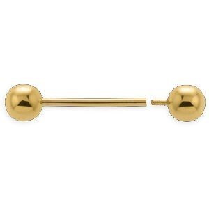 Piercing Langue Or 750 24.7mm Boule creuse 5mm Tige 14mm 1.2mm