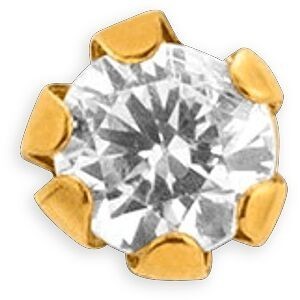 Piercing Labret Or 750 10.6mm Zirconium 2mm Griffes Tige 8mm 0.7mm