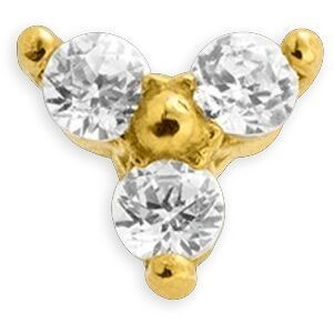 Piercing Labret Or 750 11mm 3 Zirconium 1.2mm Tige 8mm 1.2mm