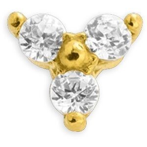 Piercing Labret Or 750 12.6mm 3 Zirconium 1.2mm Tige 10mm 1.7mm