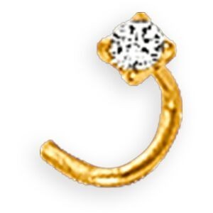 Piercing Nez Or 750 9.5mm Tige Courbée Zirconium 2.2mm Griffes