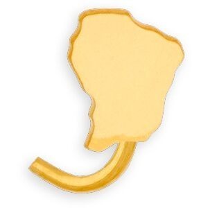 Piercing Nez Or 750 8mm Tige Courbée Carte Guyane 3*4mm