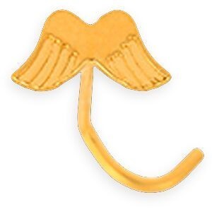 Piercing Nez Or 375 8mm Tige Courbée Ailes D'ange 3*5.5mm